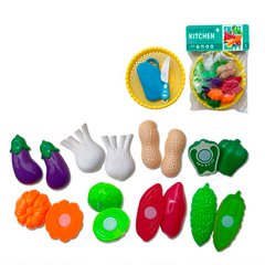 Дитячі іграшкові продукти 998-15B на липучці, овочі, досточка, ніж, тарілка, у пакеті