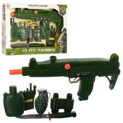 Іграшковий військовий набір для дітей M014A Автомат-тріскачка, рація, бінокль, ніж, граната