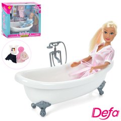 Кукла DEFA 8444 29см, ванна22см, вбрання, рушник, гребінець, 2види