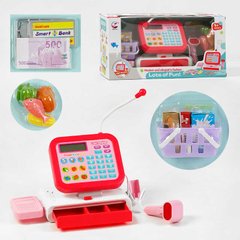 Дитячий іграшковий касовий апарат 5963 А калькулятор, звук, підсвічується, кошик з продуктами, від батарейок, в коробці