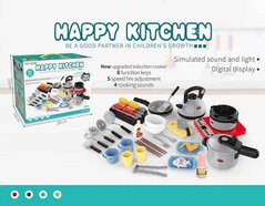 Дитячий іграшковий набір посуду 264 А 40 предметів, плита на батарейках, підсвічування, звук, в коробці