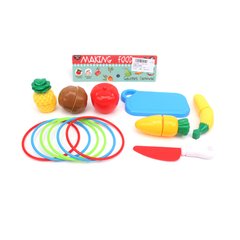 Дитячі іграшкові продукти 740-10C на ліпучці, овочі, фрукти, ніж, досточка, у пакеті