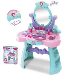 Дитячий туалетний косметичний столик-трюмо 008-937 66-45-28см, дзеркало-звук, світло, фен, аксесуари