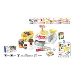 Дитячий іграшковий касовий апарат 668-115 звук, підсвічування, ваги, сканер, кошик з продуктами, гроші, банківська картка, калькулятор, від батарейок, в коробці