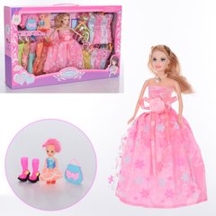 Лялька з нарядом HZ2033-7 27см, дочка 10см, сумочка, взуття, сукні