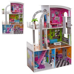 Деревянная игрушка Домик MD 2012 для куклы, 113х74х29 см, 3 этажа, мебель