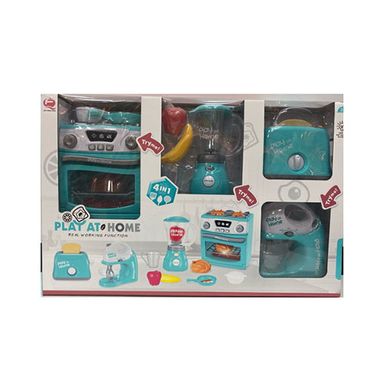 Дитячий іграшковий набір побутової техніки QF2571G плита/духовка, блендер, міксер, тостер, посуд, продукти