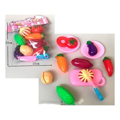 Дитячі іграшкові продукти 992-2 овочі 8шт, досточка, ніж, тарілки, у пакеті
