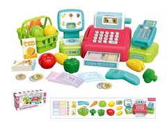 Дитячий іграшковий касовий апарат 8352 звук, каса, сканер, продукти, кошик, ваги, термінал, у коробці