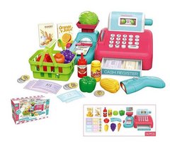 Дитячий іграшковий касовий апарат 8352 A звук, каса, сканер, продукти, кошик, ваги, в коробці