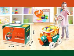 Дитячий візок-каталка з продуктами 936-300 продукти на липучках, безпечний ніж, в коробці