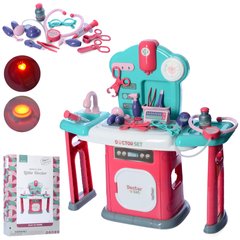 Дитячий ігровий набір лікаря 661-508 стіл, мийка-ллється вода, мед.інструменти, стетоскоп, музика, світло, окуляри, 30 предметів