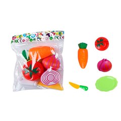 Дитячі іграшкові продукти 602-2 на липучці, овочі, ніж, тарілка, у пакеті