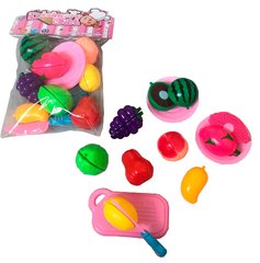 Дитячі іграшкові продукти 992-1 фрукти 8шт, досточка, ніж, тарілки, у пакеті