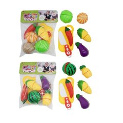Детские игрушечные продукти 756-11B-C на липучці, досточка, ніж, 2 види овочі, фрукти