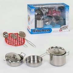 Дитячий іграшковий набір посуду 988-1 металевий, 9 предметів, в коробці