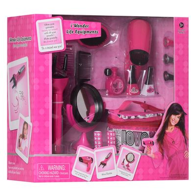 Детский игрушечный набор парикмахера BE2023 фен, зеркало, косметичка, расческа, лак