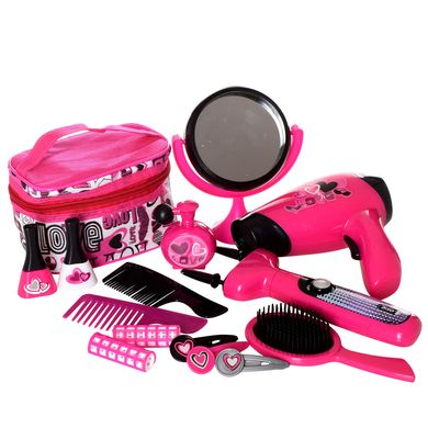 Детский игрушечный набор парикмахера BE2023 фен, зеркало, косметичка, расческа, лак