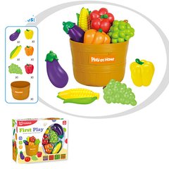 Дитячі іграшкові продукти YH8018-2 овочі, ягоди, 6шт, кошик 10-13, 5см