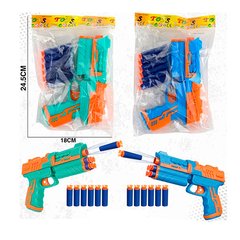 Детский игрушечный пистолет 220-2 18см, пули-присоски 6шт, 2цветаке