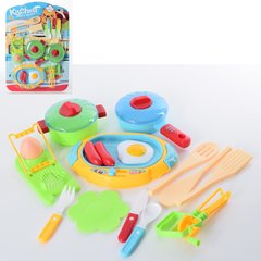 Дитячий іграшковий набір посуду Z-38E Плита, каструля, сковорідка, кухонний набір, продукти, тарілка, на аркуші