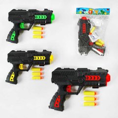 Дитячий іграшковий пістолет 716 3 кольори, потрійний ствол, м’які патрони з присоскою, у пакеті, ВИДАЄТЬСЯ ТІЛЬКИ МІКС ВИДІВ