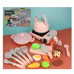 Дитячий іграшковий набір посуду 1966-33 плита 20 см-пар, кухонний набір, продукти, музика, світло