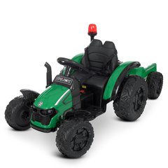 Дитячий електромобіль Трактор M 4573 EBLR-5, з причепом, зелений, Зелений, Звичайне, Задній привід