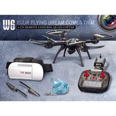 Квадрокоптер W6VR на радіокеруванні, акумулятор 25см, камера, 3Dшлем, запасн.лопаті, світло, USBзарядное, 2цвета