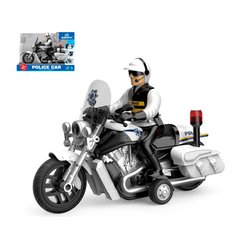 Мотоцикл WY430A инерционная, 1:10, 21см, полиция, звук, свет, фігурка, на бат табл