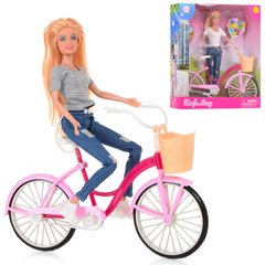 Кукла DEFA 8361-BF 28 см, на велосипеде