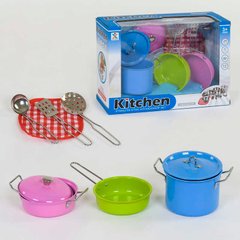 Дитячий іграшковий набір посуду 988-5 металевий, 9 предметів, в коробці