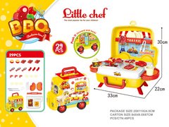 Детская игрушечная кухня 922-85 фастфуд, 29предм, в чемодане33-22-30см, складыв.в машинку, в карт.оберт