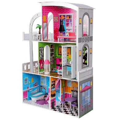 Деревянная игрушка Домик MD 2012 для куклы, 113х74х29 см, 3 этажа, мебель