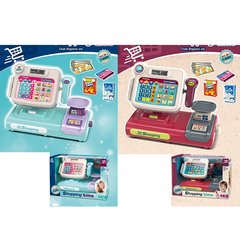 Дитячий іграшковий касовий апарат CF8524-28 29-16, 5-в21см, калькулятор, звук англ, ваги, сканер звук, світло, відкривається каса, карта, гроші, 2 види, на бат-ці