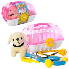 Детский игровой набор доктора 251 собачка, плюш, стетоскоп, мед.инструменты, в чемодане, в карт.обертке