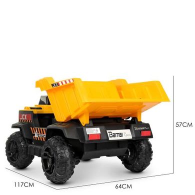 Дитячий електромобіль Вантажівка Самоскид, жовтий (4308EBLR-6), Жовтий, Звичайне, Задній привід