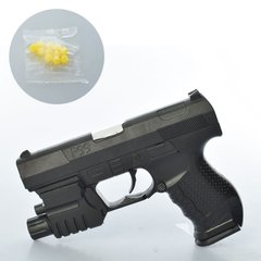 Дитячий іграшковий пістолет HC-777L 15см, на пульках, світло, лазер, на бат табке