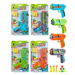 Детский игрушечный пистолет 6886-3 19см, мягкие пули-присоски, шарики, 4цвета