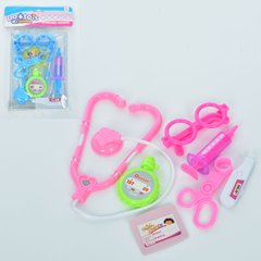 Детский игровой набор доктора 9901-52-A стетоскоп, шприц, ножницы, очки, 2 цвета, в слюде