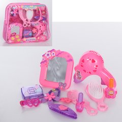 Дитячий іграшковий набір перукаря A300 фен, дзеркало, гребінці, заколочки, в сумочці