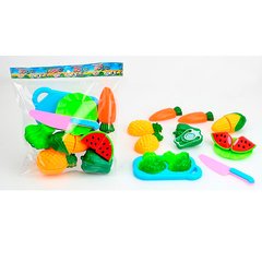 Детские игрушечные продукти FT003-2A на липучці, овочі/фрукти, досточка, ніж, тарілка