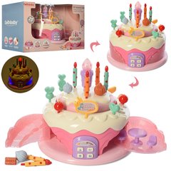 Дитячі іграшкові продукти 809E торт, прикраси, свічки, рухливий ярус, муз, світло, 2 кольора