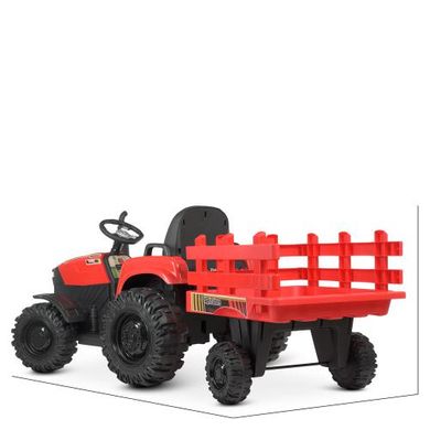 Детский электромобиль Трактор с прицепом, красный (4623EBLR-3)