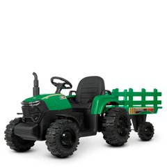 Дитячий електромобіль Трактор з причепом, зелений (4623EBLR-5)