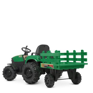 Детский электромобиль Трактор с прицепом, зеленый (4623EBLR-5)