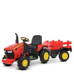 Детский электромобиль Трактор, с прицепом, красный (4619ABLR-3)