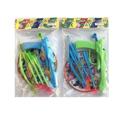 Дитячий іграшковий арбалет 339-1 16см, стріли-присоски 3шт, мішень, 2 кольори, у пакеті