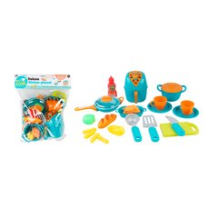 Детская посудка 523-3 мультиварка, кастрюля, сковорода, кухонный набор, продукты.