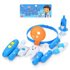 Детский игровой набор доктора 9618-6 стоматолог, 11 предметов, зубной крючок, шприц, щетка, в пакете